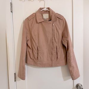 Vegan Suede Nude Moto Jacket